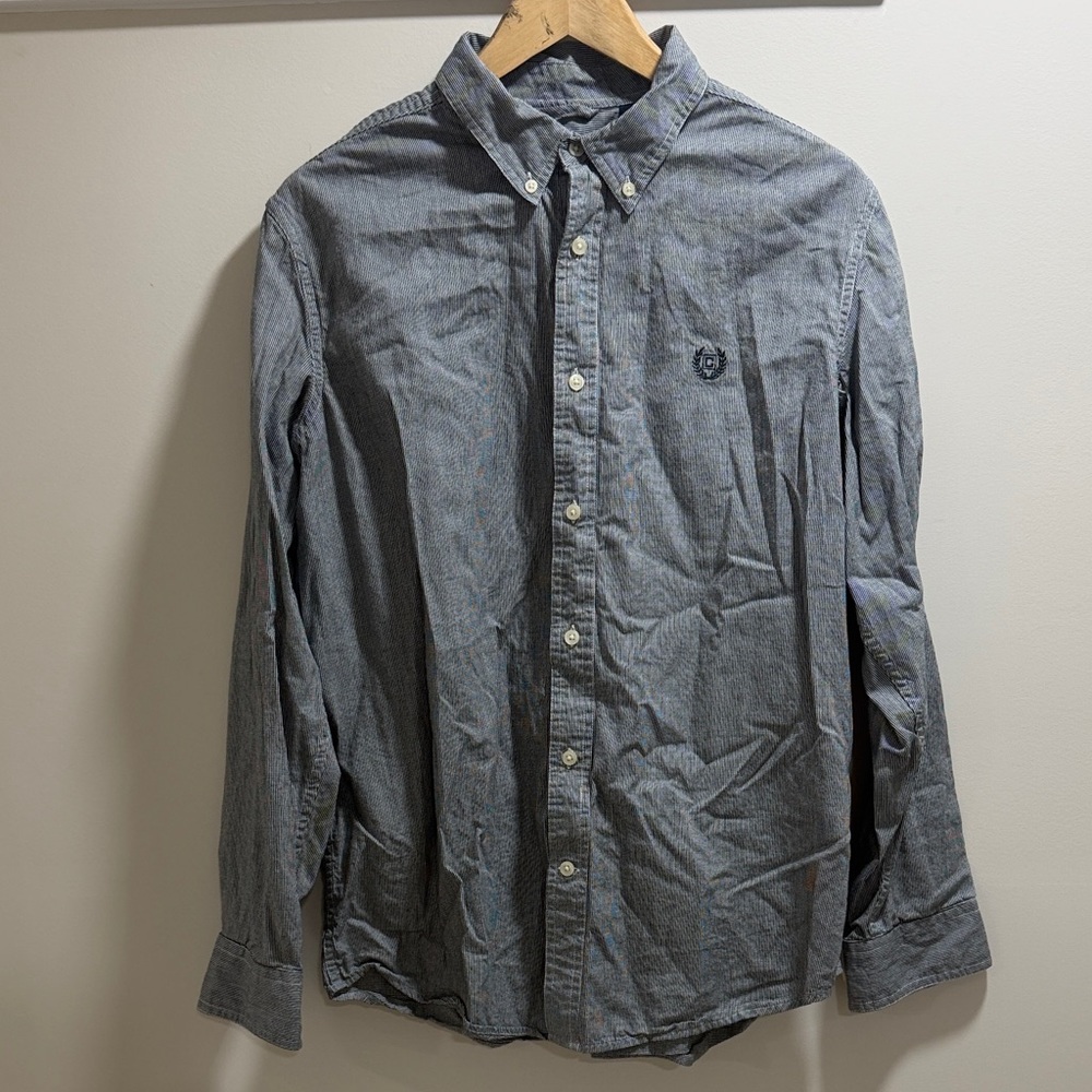 Chaps Large Custom FitMen's Charcoal Button-Down Shirt